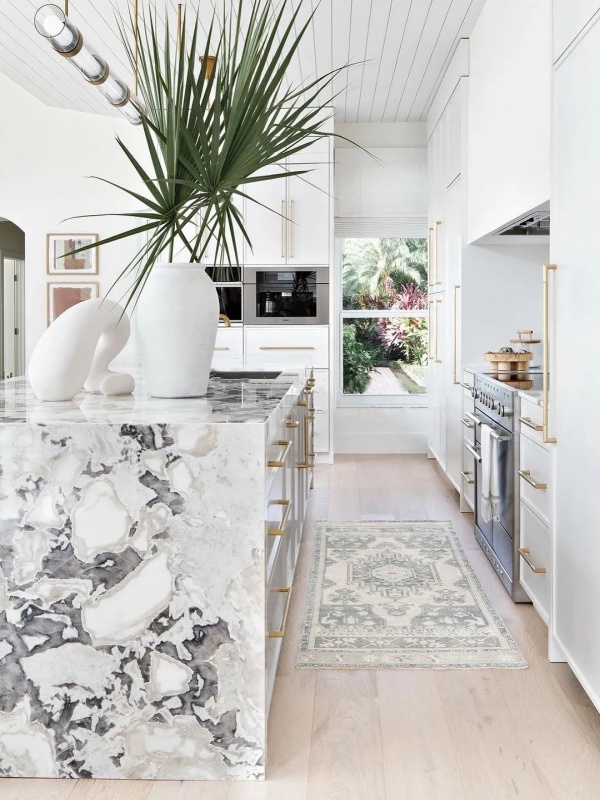 Oyster White Marble island