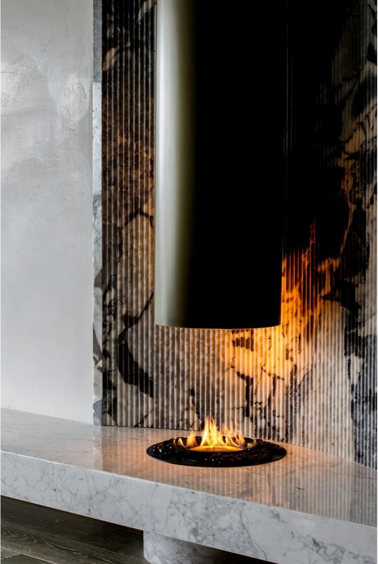 Modern marble fireplace surround